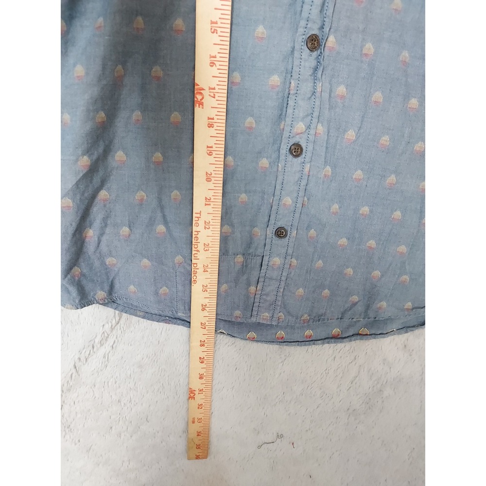 Howler Brothers Shirt Mens Medium Short Sleeve Button Down Blue Geometric Surfer - Picture 6 of 8